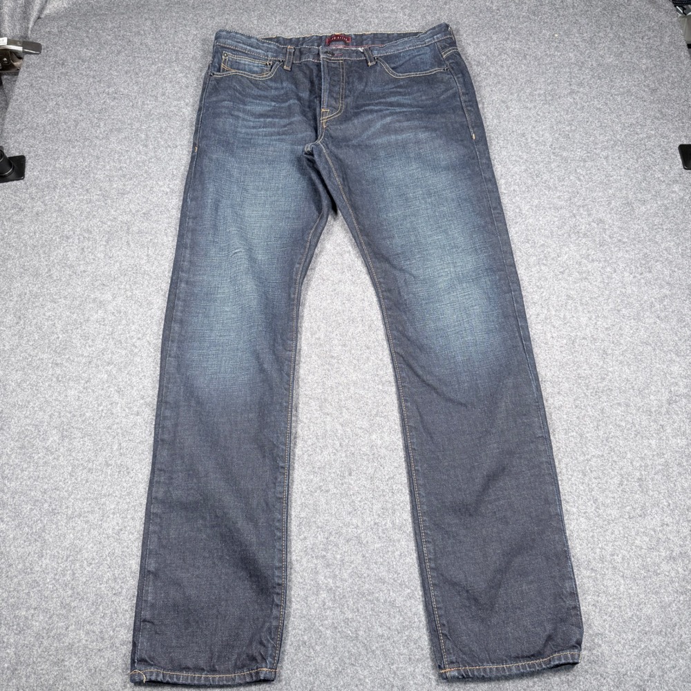 Ted Baker Sleter Mens Dark Wash Straight Leg Button Fly Jeans Indigo 34R